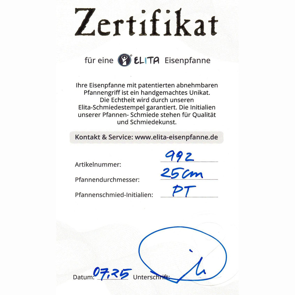 Elita Eisenpfanne handgeschmiedet Durchmesser 25 cm